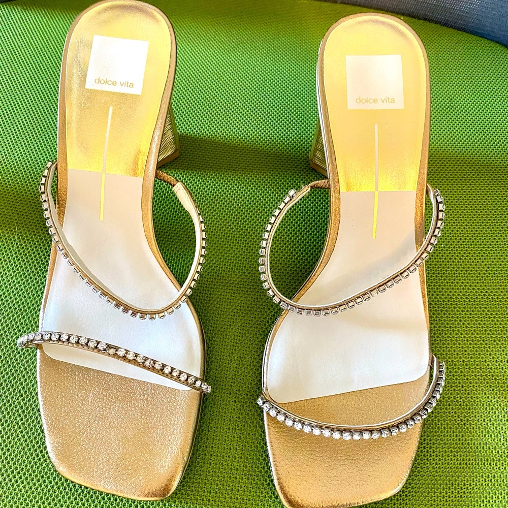 Dolce Vita sparkly gold Block heal Sandals